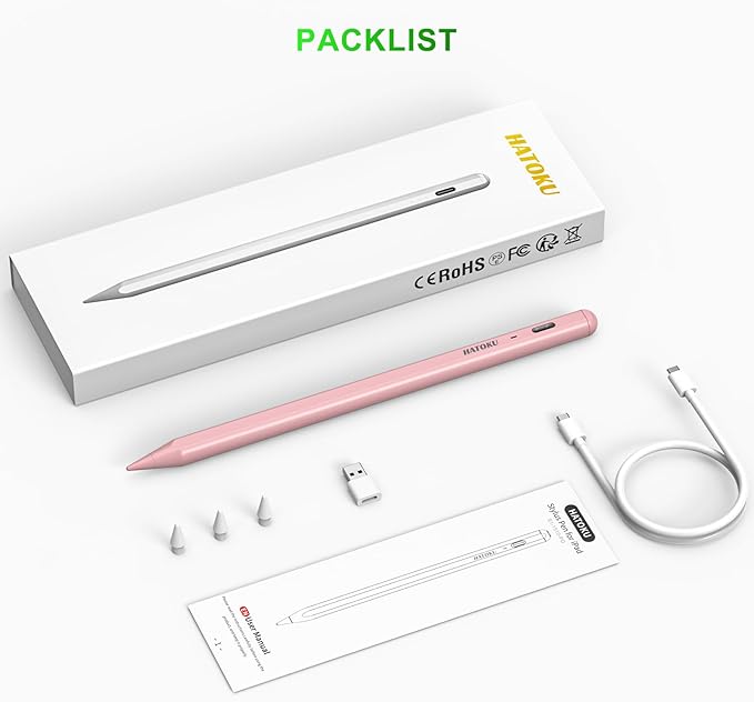 Stylus Pen for iPad 2018-2025: 15 Mins Fast Charging Pencil 1 Generation with Tilt Sensitivity Palm Rejection - Work for iPad Air 3 4 5 M2 M3- Pro 11" 12.9" M4 - Mini 5 6 - iPad 6 7 8 9 10 11 (Pink)