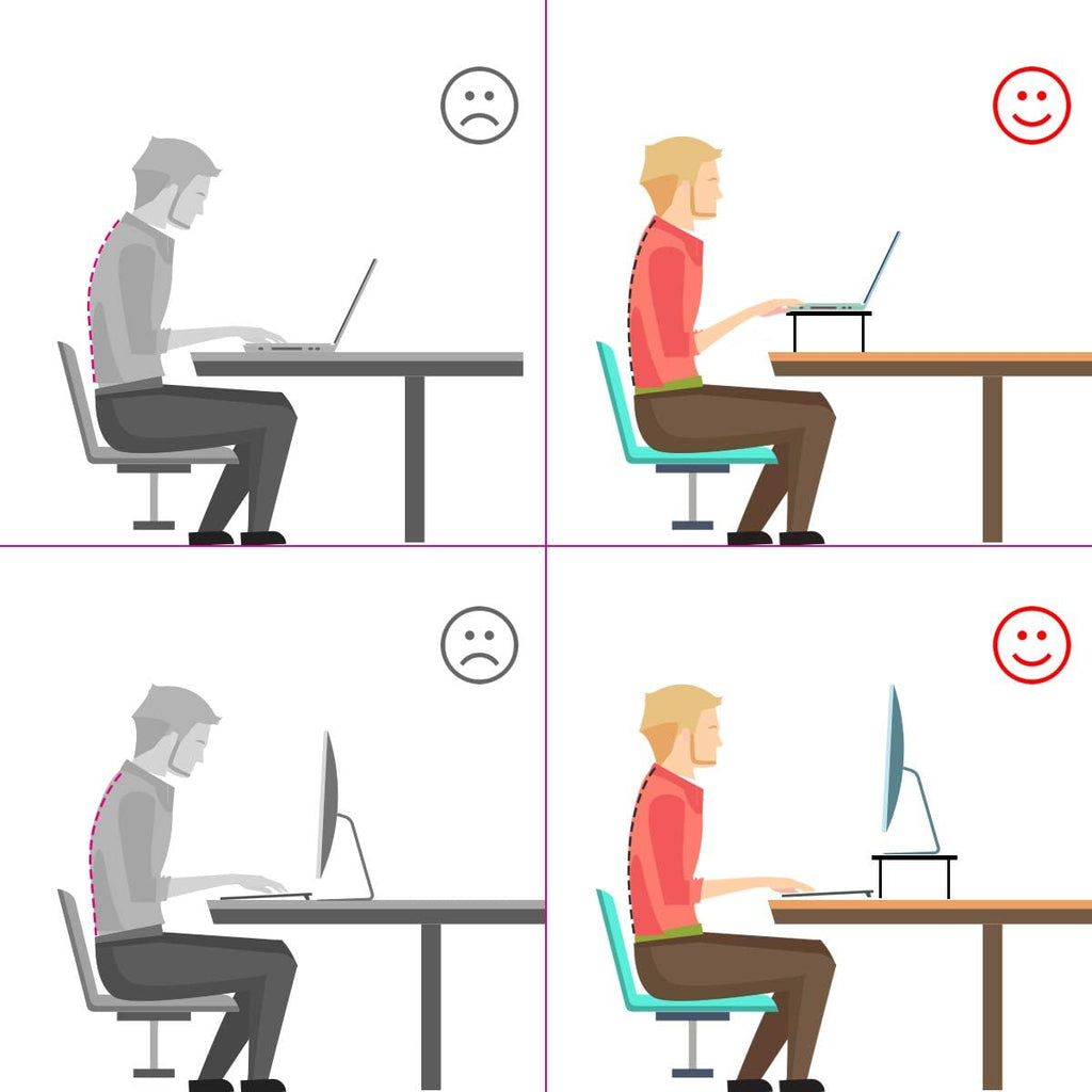 Bracwiser Monitor Stand Riser,3 Level Height Adjustable Desktop monitor stand for Computer, Laptop, Printer, Notebook with Vented Metal Platform 370X235MM 2 Packs,Black