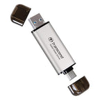 Transcend 2TB External SSD, Up to 1,050MB/s, USB 3.2 Gen 2 Portable SSD, 2-in-1 Type C &Type A, USB Hard Drive for Steam Deck, ROG Ally, MSI Claw, Windows&Mac, iPhone&iPad, Android, PS5&Xbox, Smart TV