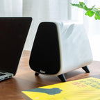 AS31 Active Bookshelf Speakers Bluetooth 5.3, 2-Way Stereo PC Desktop 80W RMS/3-inch Bass/Midrange/RCA and Fiber Optic Inputs, Wooden Compact High-Power Speakers - Matte Skin White