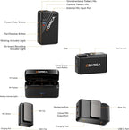 COMICA BooMax Wireless Lavalier Microphone for Cameras, Smartphones, 2.4G Internal Dual Lapel Mic with 32G Storage,Noise Cancellation,IPS Touchscreen for Vlogs, Interviews, Live Streamings,TikTok