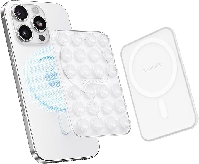Klearlook Magnetic Suction Phone Mount for MagSafe Case, Removable Sticky Phone Grip Holder for Hands-Free Makeup/Selfie/Live Streaming/Vlog for TikTok & Instagram Influencer/Creator, Transparent
