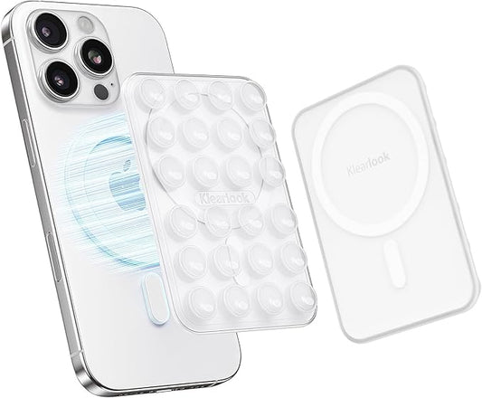 Klearlook Magnetic Suction Phone Mount for MagSafe Case, Removable Sticky Phone Grip Holder for Hands-Free Makeup/Selfie/Live Streaming/Vlog for TikTok & Instagram Influencer/Creator, Transparent