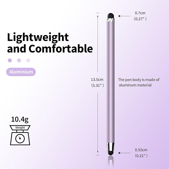 10 PCS Stylus,Stylus Pen for Touchscreen,Stylus 2-in-1 High Sensitivity & Precision Suitable for All Touch Screens of iPhone/ipad/Android Tablets(10 Stylus Pen Purple/Black + 20 Tips)