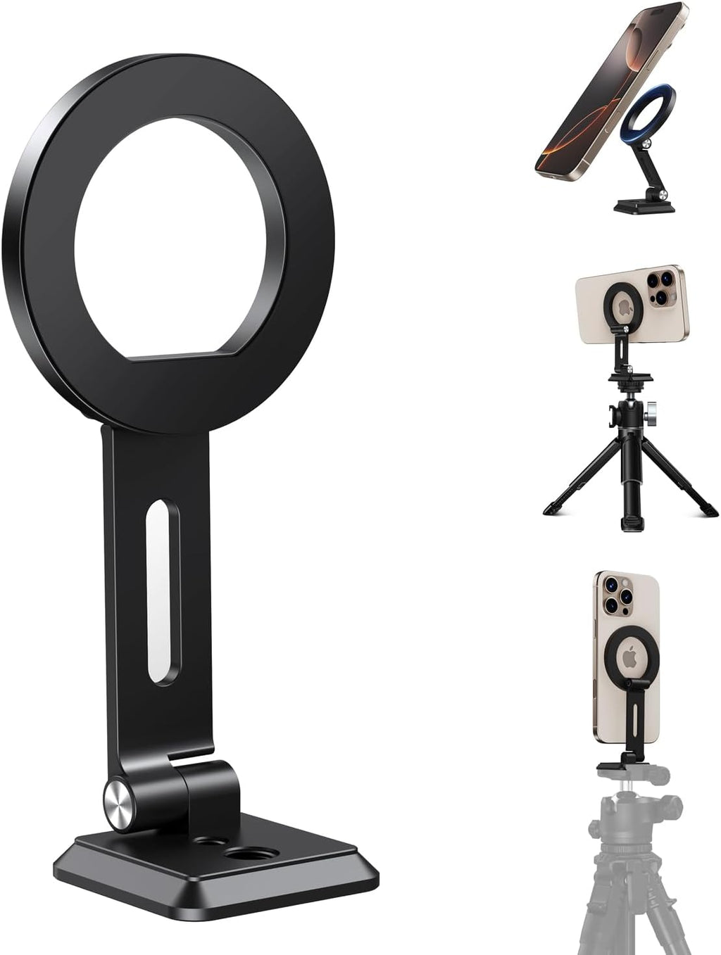 elitehood Aluminum Magsafe iPhone Tripod Mount with Arca Port, Magnetic Phone Mount for Tripod with 1/4" 3/8" Screw Adapter, Cell Phone Holder Stand for Video Recording Live Streaming Vlogging