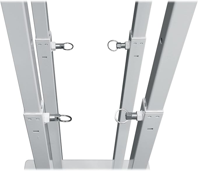 Rockville RTP33-TV Pro White Totem Stand 220 lbs DJ Speaker/Lighting/TV Mount, Detachable TV Mount, Adjustable 39-69 inch Height, Black/White Scrims, for DJs and Event Planners