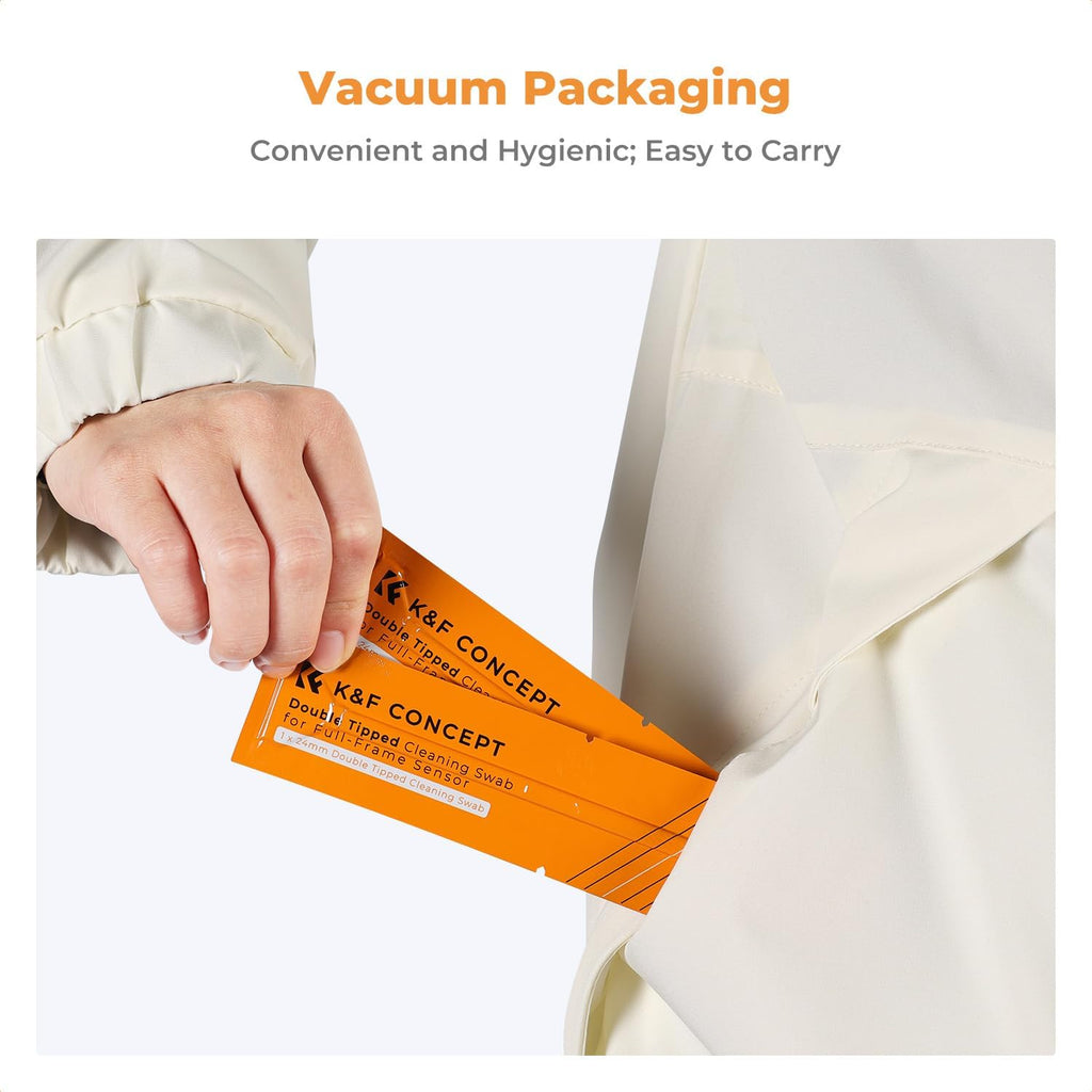 K&F Concept Full Frame Sensor Cleaning Kit, Mirrorless Camera Cleaner Kit - 20ml Sensor Cleaner, 10 X 24mm Double-Tipped Full Frame Sensor Cleaning Swabs & Gloves