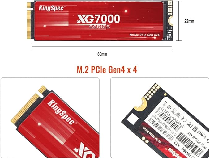 KingSpec XG7000 8TB NVMe SSD PCIe 4.0-7400MB/s Read Speed, 3D TLC NAND M.2 2280 Internal SSD, Compatible with Gaming PC, Laptop, PS5 Console