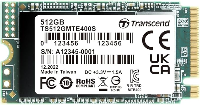 Transcend 512GB MTE400S M.2 2242 PCIe Gen3x4 SSD, Compatible with Ultra-Thin Laptops, Dram-Less Low Power, Up to 2000MB/s, TLC - TS512GMTE400S