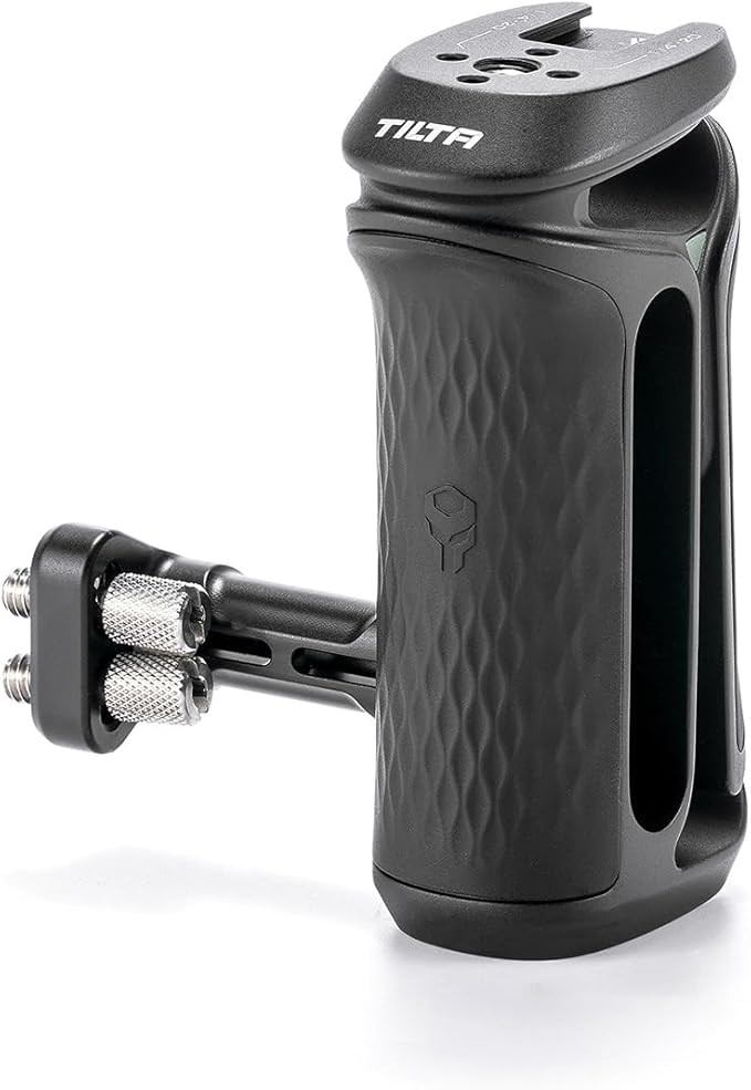 Tilta Xeno Side Handle for Filmmakers & Cameras - Black | Secure Connection & Helps Prevent Rotation | Adjustable Height | Textured Silicone Grip | Convenient Assembly (Dual 1/4″-20)