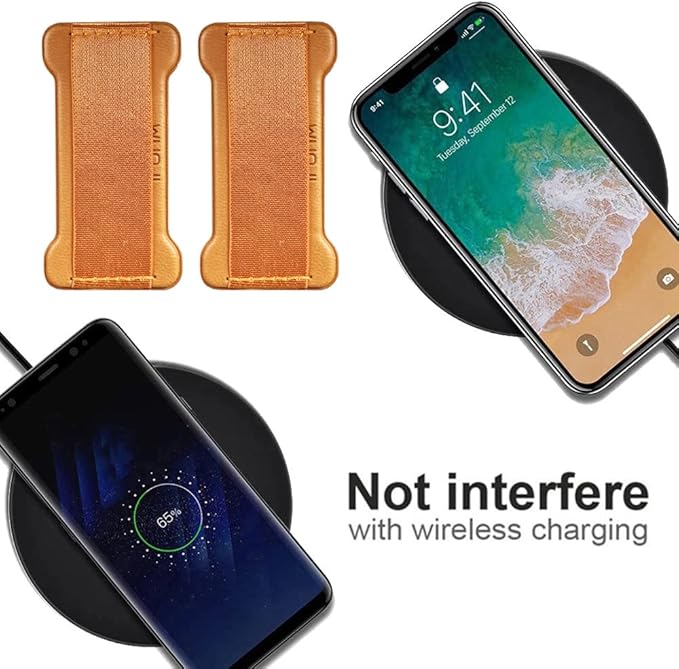 Phone Grip Holder for Hand, Universal Finger Strap Phone Holder, Finger Selfie Grip Compatible with Most Smartphones (Light Brown) - 2Pack