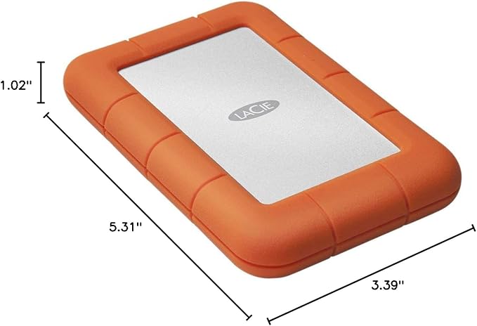 LaCie Rugged 5TB Portable External HDD - USB 3.0/2.0 Compatible, Shock/Dust/Rain Resistant for Mac & PC, Orange, Grey