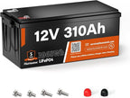 12V 310Ah LiFePO4 Lithium Battery – Max. 3968Wh Solar/RV/Off-Grid Power,15000+ Deep Cycles, 100A BMS,Low-Temp Protection,A+ Grade Cells for Marine, Trolling Motor, Home Energy Storage (1 Pack)
