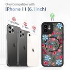 AIGOMARA Magnetic Case for iPhone 11 [Compatible with MagSafe] Cute Pink Blue Flower Floral Pattern Soft TPU Bumper Hard PC Back Anti-Fall Shockproof Protective Slim Cover for Women Girls