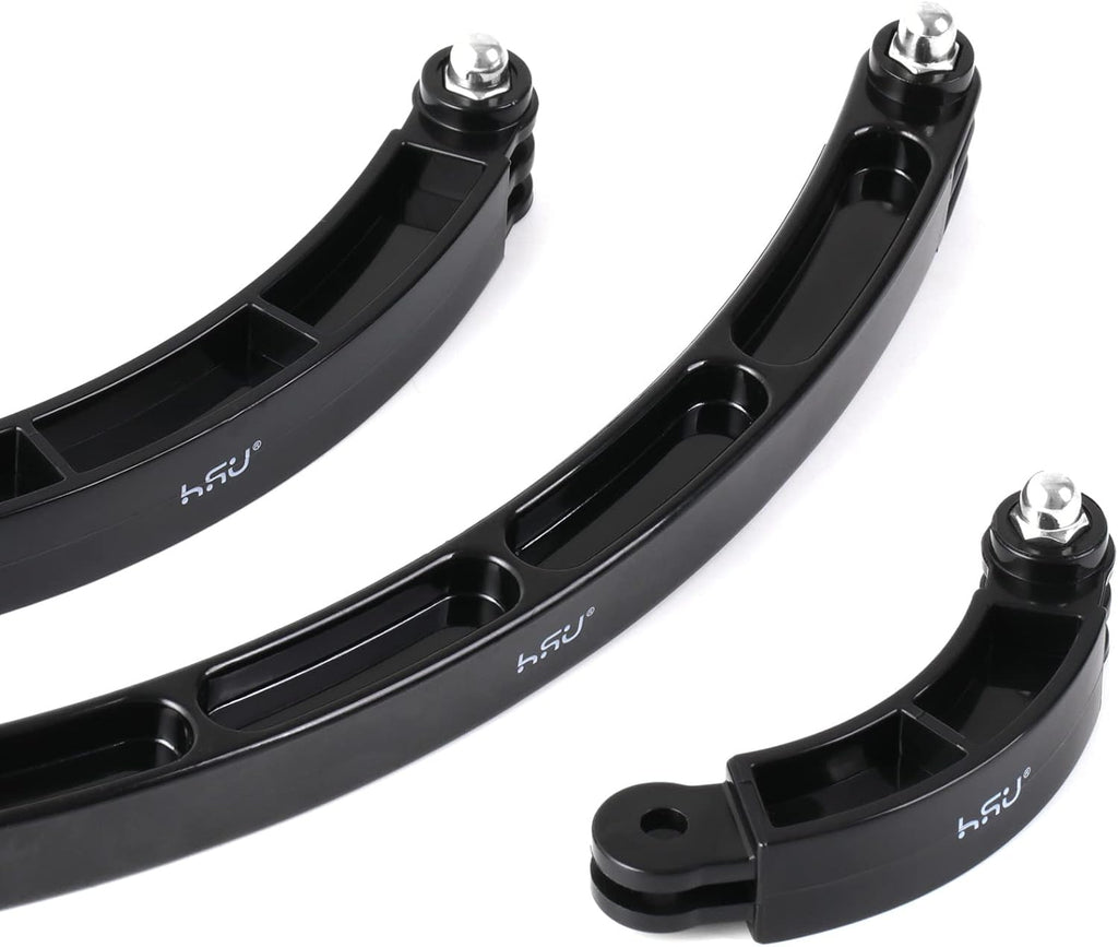 HSU 3 in 1 Curved Extension Arm Kit, Extension Pivot Arm Adjustable Monopod Bracket for GoPro Hero 13/12/11/10/9/8/7/6/5 Black, Session 5/4, DJI Osmo Action and More