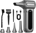 KEPEAK Electric Compressed Air Duster, 130000RPM Cordless Rechargeable Air Duster with Brushless Motor, 4 Gear Adjustable Dust Blower for Computer, Keyboard, Home, Outdoor-Replace Compressed Air Can