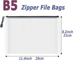 AUSTARK 20 Pcs Zipper File Bags, Plastic Mesh Pouch, Board Game Storage Bag, Waterproof Bags for Office School (B5 Size 11.4''x8.2'', White and Black)