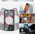 AIGOMARA Magnetic Case for iPhone 11 Pro Max [Compatible with MagSafe] Cute Pink Blue Flower Floral Pattern Soft TPU Bumper Hard PC Back Anti-Fall Shockproof Protective Slim Cover for Women Girls