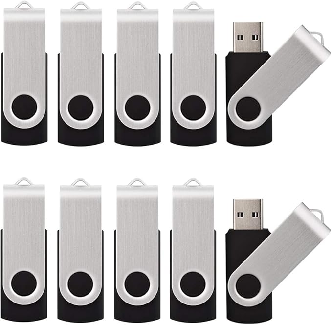 10 Pack USB Flash Drives - 32GB USB 2.0 Memory Stick - Black