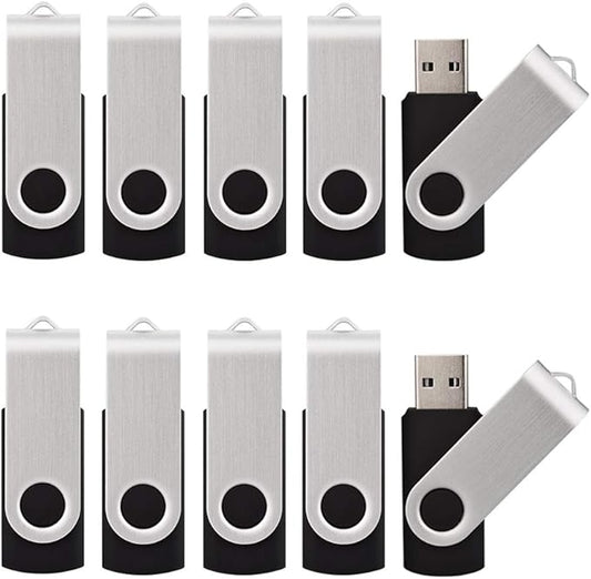 10 Pack USB Flash Drives - 32GB USB 2.0 Memory Stick - Black