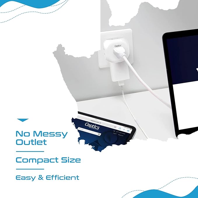 Ceptics South Africa Travel Plug Adapter South Africa Power Adapter Charger 4 Input - USA to Any Type M Countries Such as Botswana, Namibia and More - 2 Pack (PT-10L), White (PT-10L-2PK)