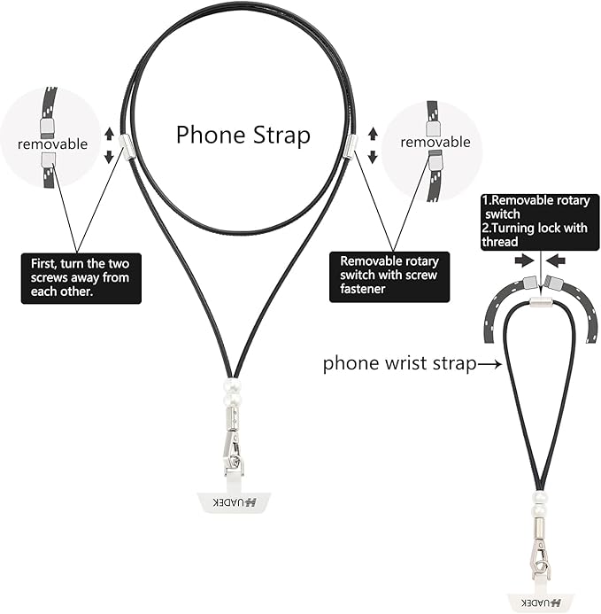 cell phone lanyard Detachable Phone Chain Strap Leather 2-in-1 anti theft phone strap