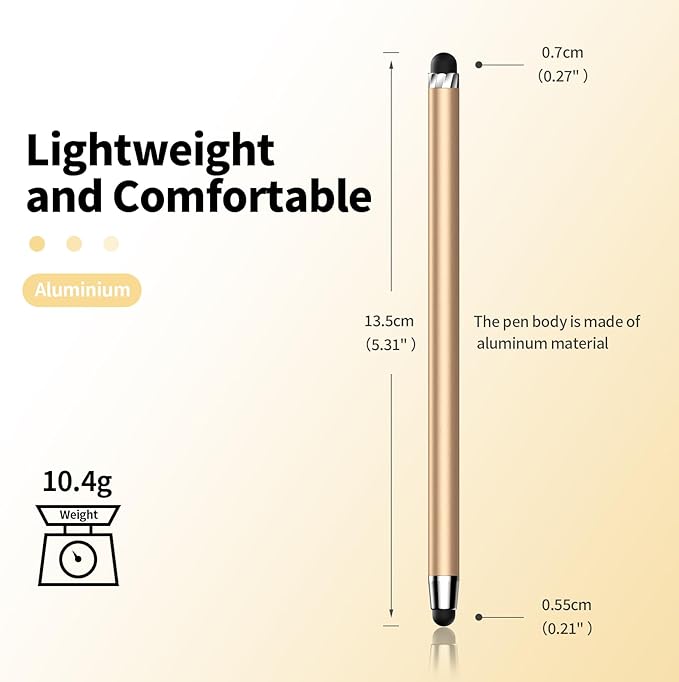 10 PCS Stylus,Stylus Pen for Touchscreen,Stylus 2-in-1 High Sensitivity & Precision Suitable for All Touch Screens of iPhone/ipad/Android Tablets(10 Stylus Pen Gold/Black + 20 Tips)