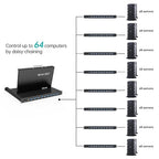 MT-VIKI Rack Mount KVM, 8 Port KVM VGA Switch w/15.6'' LCD Monitor, 1080P, Mount into 23.6-31.5'' deep Server Cabinet, Integrated Touchpad+Keyboard+8 KVM Cables