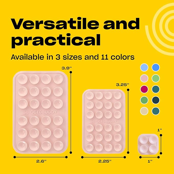 Classic - Silicone Suction Phone Case Adhesive Mount - Hands-Free, Strong Grip Holder for Selfies and Videos - iPhone and Android Compatible - 2.25″ x 3.25″, Chalk Pink