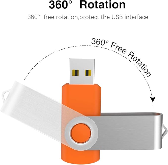 KOOTION 10 Pack 4 GB USB Flash Drive 4gb Flash Drives Keychain Thumb Drive Swivel Memory Stick Orange