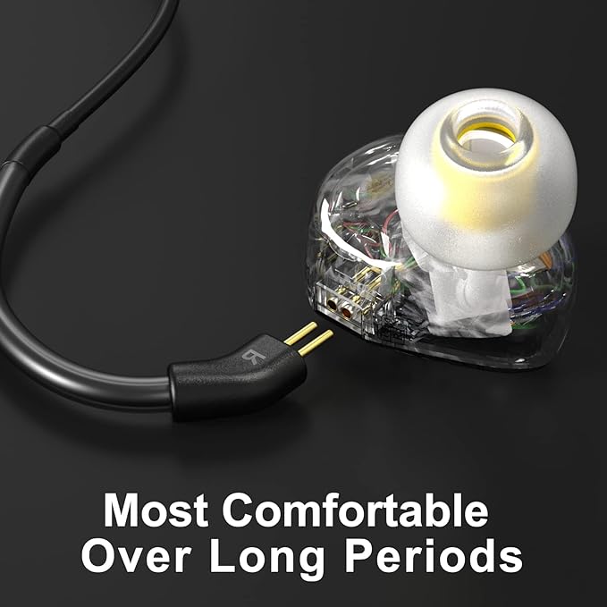 Xvive T9 in-Ear Monitor Headphones Dual Knowles BA Drivers IEM for Studio, Band Rehearsal, Live Performance (T9)