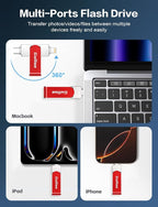 Gulloe 256GB Flash Drive Intended for iPhone, Memory Stick Storage for Photos and Videos Backup, Compatible with iPhone iPad Android PC, Plug and Play, No Application Required (Red)