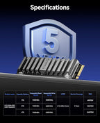 ORICO OS5 4TB M.2 SSD for PS5 Storage Expansion, M.2 PCIe 4.0 NVMe Gaming SSD with TLC NAND, 7450MB/s Read, Pre-Installed Heatsink Designed for PS5 Airflow, Ready for Direct Installation