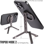 Magnetic Tripod for iPhone 12/13/14/15/16 & MagSafe Cases | Handy Phone Stand | 20 N52 Magnets Inside, Cold Shoe Mount, 1/4" Screw & Foldable Hook