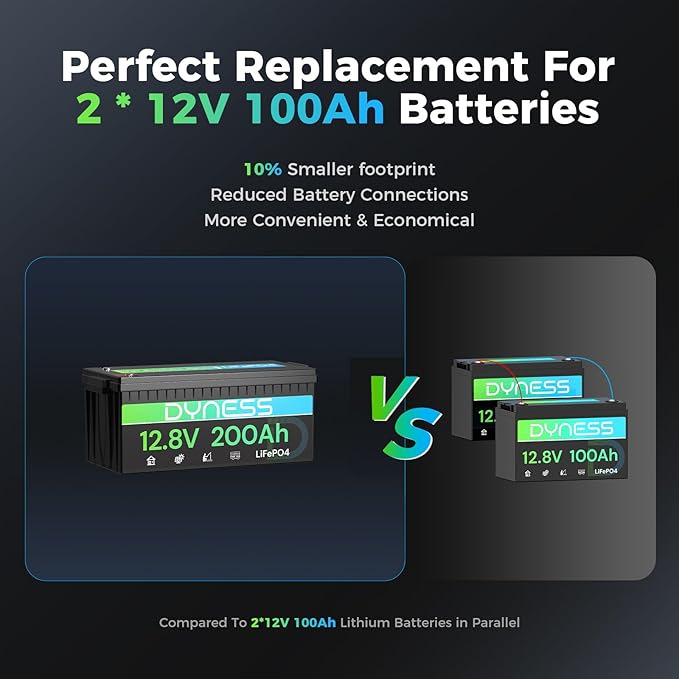 12V 200Ah PLUS LiFePO4 Battery, Max. 2560Wh Power, 12.8V LiFePO4 Battery Upgrade 200A BMS with Low-Temp Protection, 4000+ Deep Cycles 12V Lithium Battery Perfect for RV, Solar System, Off-Grid