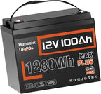 100Ah LiFePO4 Battery 12V Deep Cycle - Built-in 110A BMS with Low-Temp Protection, 15000+ Cycles Rechargeable Lithium Battery for RV Marine Solar Off-Grid/Trolling Motor/Home Backup (MAX PLUS Series)