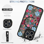 AIGOMARA Magnetic Case for iPhone 14 Pro [Compatible with MagSafe] Cute Pink Blue Flower Floral Pattern Soft TPU Bumper Hard PC Back Anti-Fall Shockproof Protective Slim Cover for Women Girls