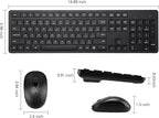 Wireless Keyboard and Mouse Combo, 2.4G Silent Cordless Keyboard Mouse Combo for Windows Chrome Laptop Computer PC Desktop, 106 Keys Full Size with Number Pad, 1600 DPI Optical Mouse (Black)