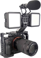 A7iii / A7riii Full Camera Cage Rig and ARRI Locating Top Handle,with 5 Cold Shoe Mounts, 1/4" & 3/8" ARRI Holes, for Sony A7III /A73 /A7RIII /A7R3 /A7M3(A7R Mark III/ILCE-7RM3)
