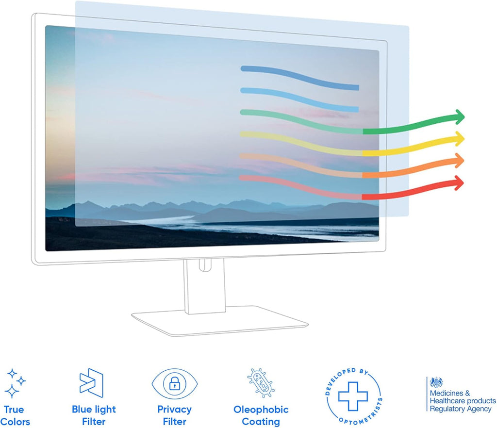 Ocushield 23" Premium Blue Light Screen Protector with Privacy Filter for Laptops and Computer Monitors - Anti-Glare - Easy Install - Anti-Fatigue (510 x 287 mm)