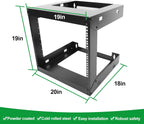 9U Wall Mount Open Frame 19 Inch Server Equipment Rack Wall Mountable Heavy Duty Design - Holds All Networking & AV Gear - Open Frame Includes 2 1U 12in Vented Shelves & Mounting screws (WALL RACK 9U)