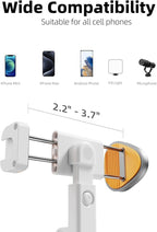 TODI 63" Phone Tripod, Extendable Selfie Stick with Wireless Remote and Phone Holder, Portable All-in-1 Cell Phone Tripod Stand for Video Recording, Compatible with iPhone/Android (White)