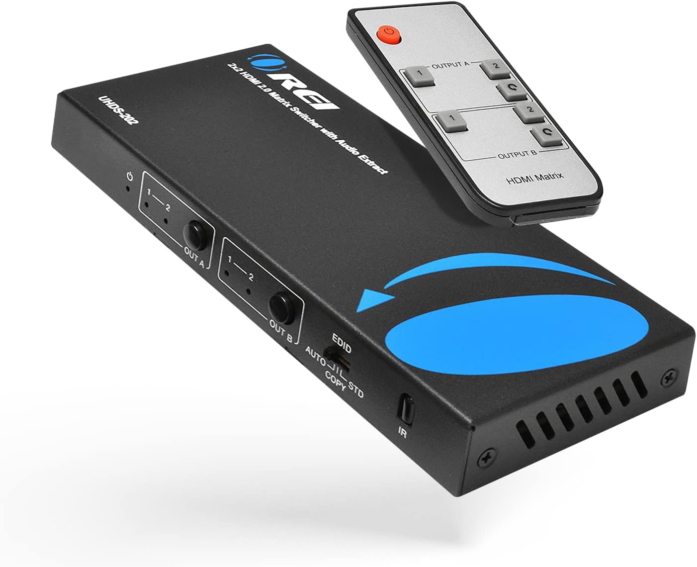 OREI 4K HDMI Matrix Switch 2 X 2, Switcher 18G UltraHD Supports Upto 4K @ 60Hz & 1080P IR EDID HDCP 2.- Remote Control (UHDS-202)
