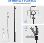 PHOPIK 55" Magnetic Selfie Stick Phone Tripod, Extendable Magnetic Cell Phone Tripod Stand Compatible with iPhone/Android/Sport Camera&Insta 360 x5, Perfect for Video Recording/Selfies/Live Stream