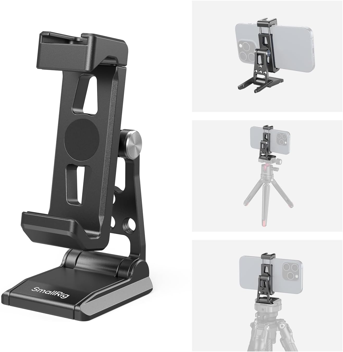 SMALLRIG Metal Phone Tripod Mount, Cell Phone Mount with Quick Release Adapter for Arca-Swiss, Multifunctional Phone Holder for Arca-Type Tripod, for DJI RS 3 Mini Stabilizer, for iPhone - 4611