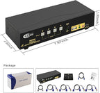 CKLau 4 Port 450MHz USB Auto VGA KVM Switch with Audio and Cables, Monitor Switch for Multiple Computers Support Windows, Linux, Mac, Debian, Ubuntu, Fedora, Raspbian, Ubuntu