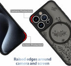 AIGOMARA Magnetic Case for iPhone 15 Pro [Compatible with MagSafe] Cute Black Flower Floral for Women Girls Soft TPU Bumper Hard PC Back Anti-Fall Shockproof Protective Slim Cover
