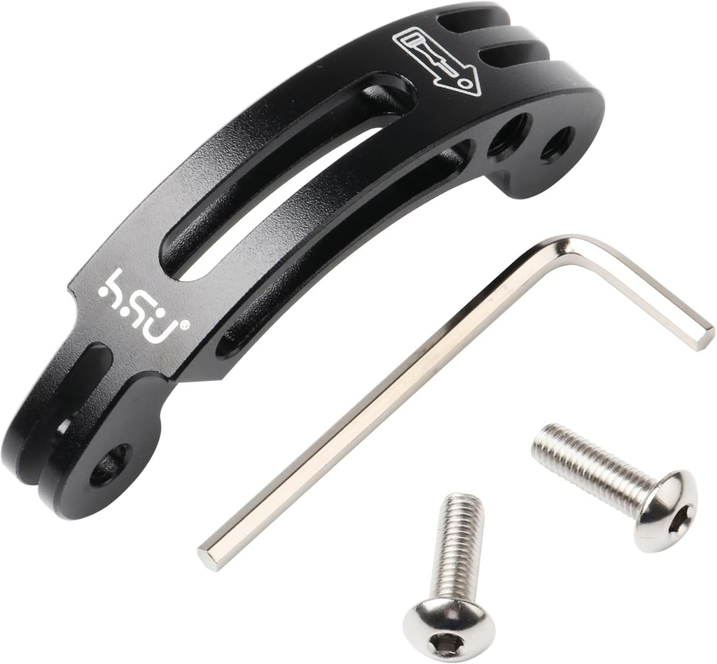 HSU Aluminum Alloy Curved Extension Arm (3”) Metal Pole Mount Helmet Stick Extension Arm Mount for Hero 13/12/11/10/9/8/7/6 Black, DJI Osmo Action 4/3 and More Action Cameras (Black)