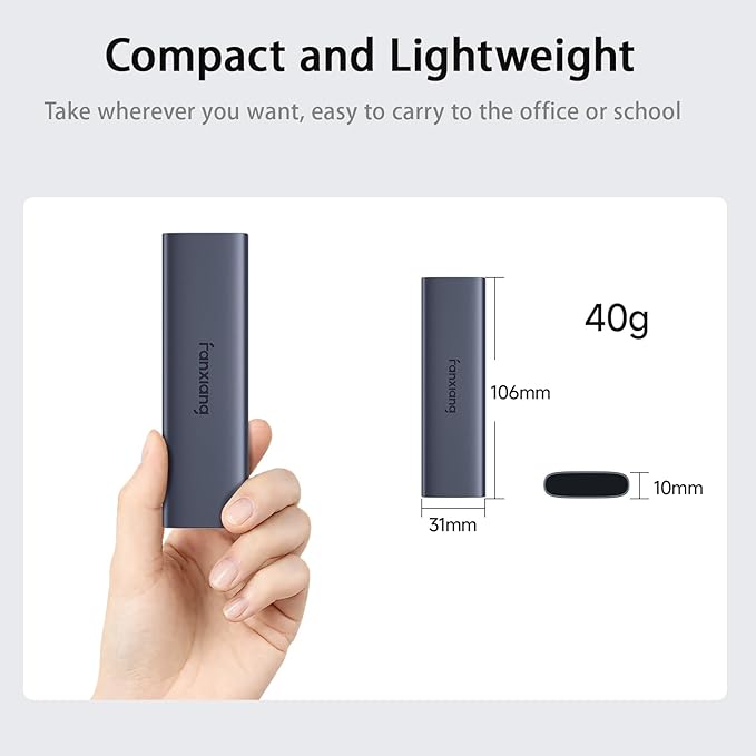 500GB External SSD - Portable SSD External Solid State Drive, 1000MB/s, USB 3.2 Gen2 Type-C, Aluminum Alloy, External Hard Drive for iPhone15/16,Android, Mac, Windows -PS1008