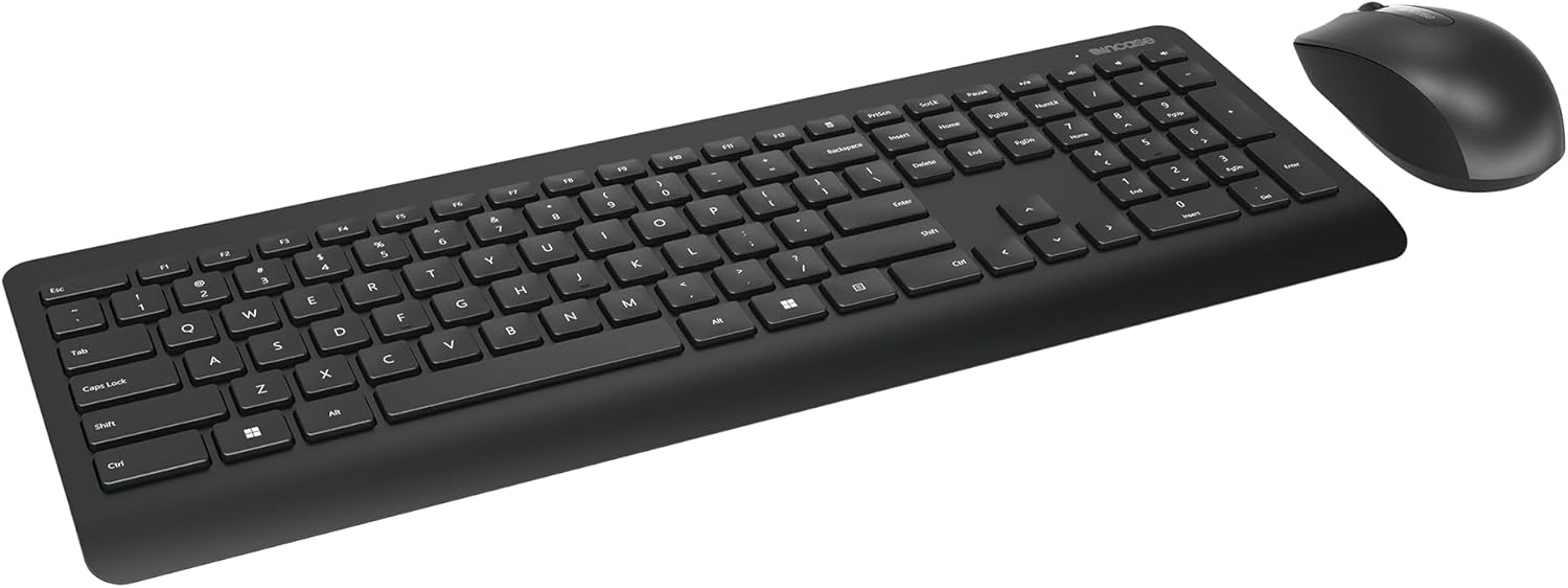 Incase Wireless Desktop 900 Keyboard and Mouse Combo - Designed by Microsoft – Quiet Touch Keys, Ambidextrous Design, Customizable Hotkeys, Two Year Battery Life – Black